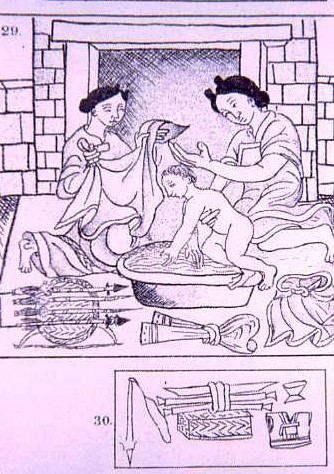 Bathing scene in Florentine Codex